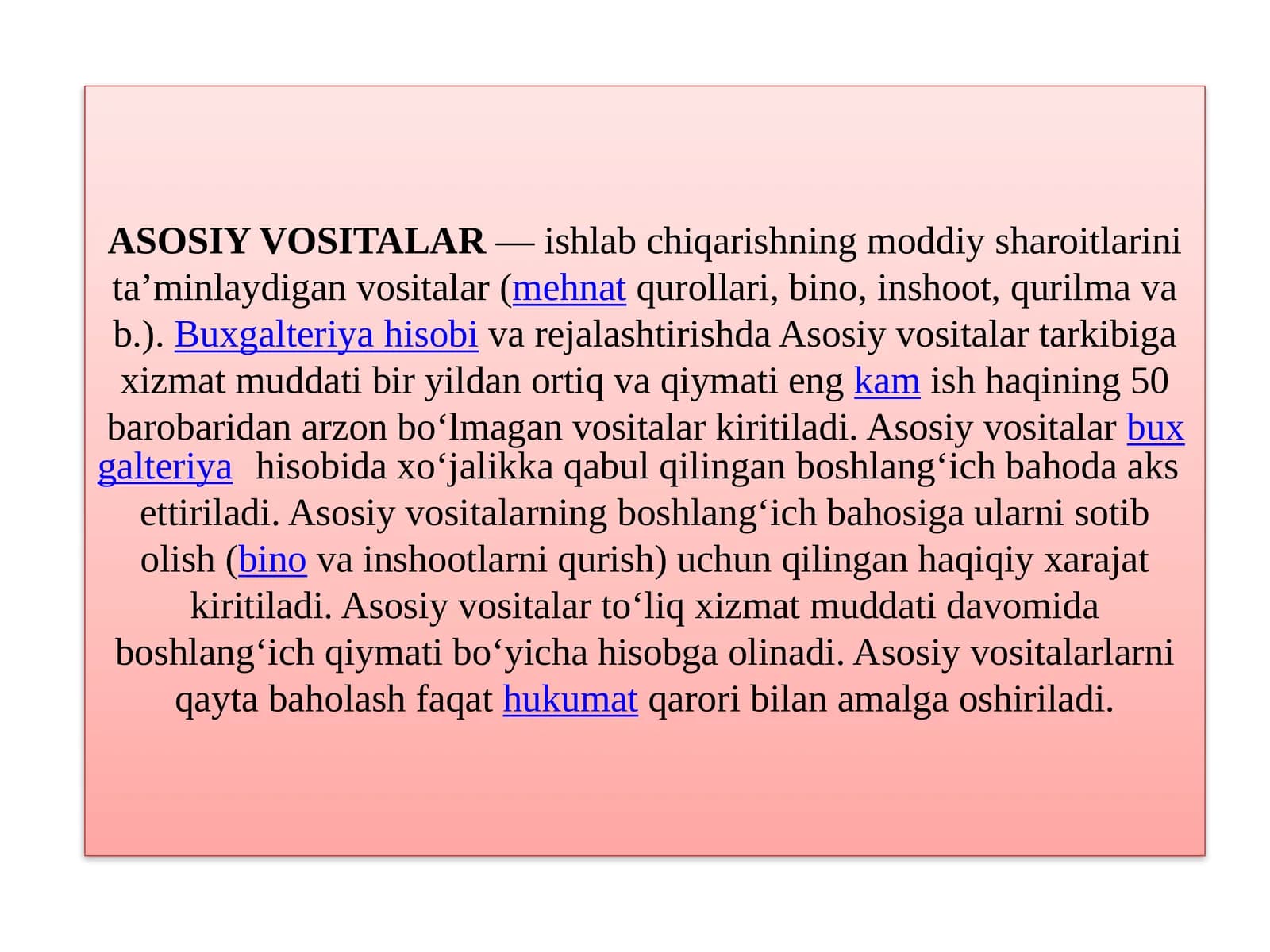 Asosiy Vositalar