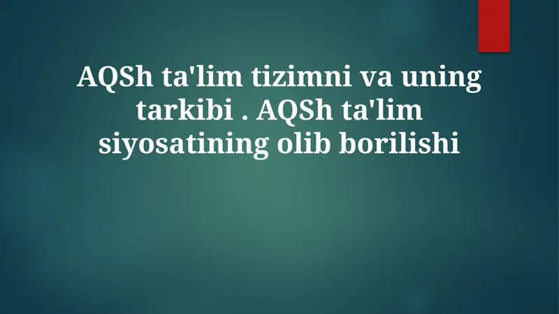 AQSh ta'lim tizimi