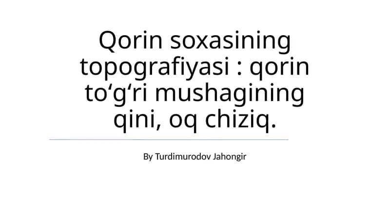Qorin soxasining topografiyasi