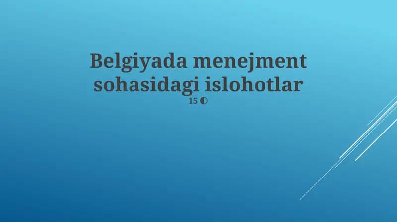 Belguyada menejment sohasidagi islohotlar