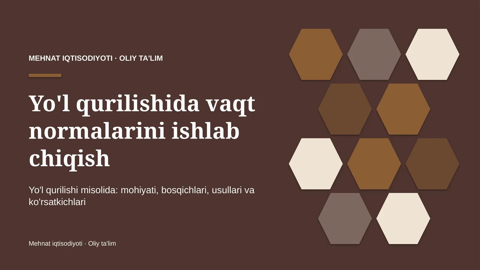 Yo'l qurilishida vaqt normalarini ishlab chiqish