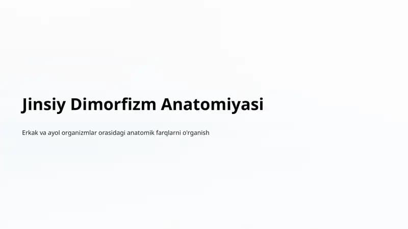 Jinsiy Dimorfizm Anatomiyasi