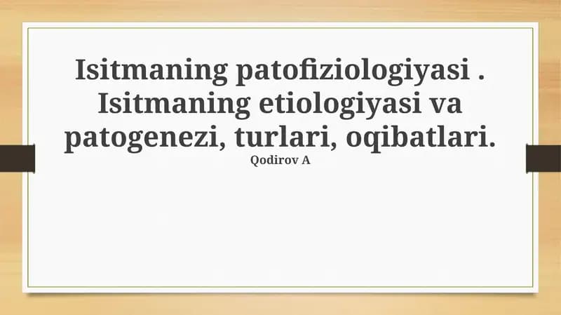 Isitmaning patofiziologiyasi