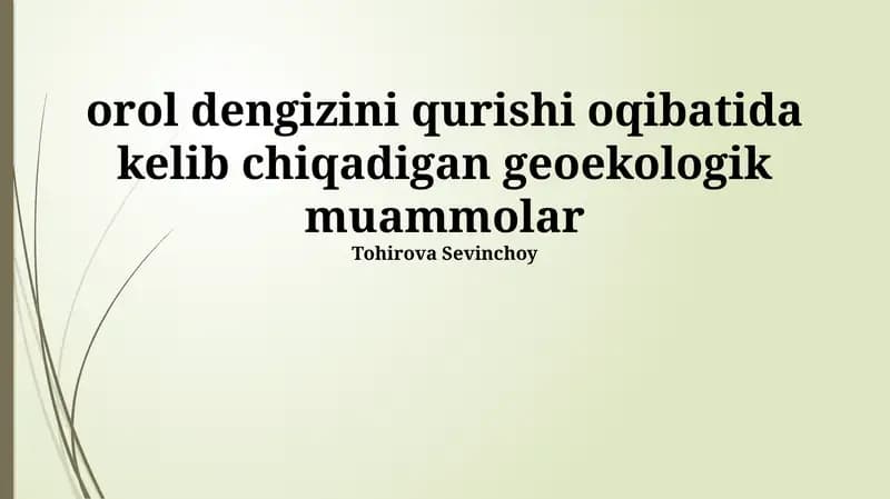 Orol Dengizining Geoekologik Muammolari