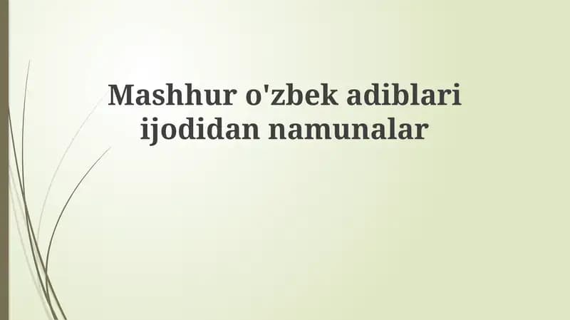 O'zbek adabiyotining tarixiy davrlari va janrlari