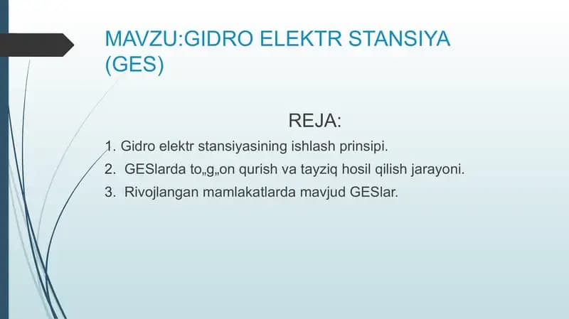 GIDRO ELEKTR STANSIYA (GES)