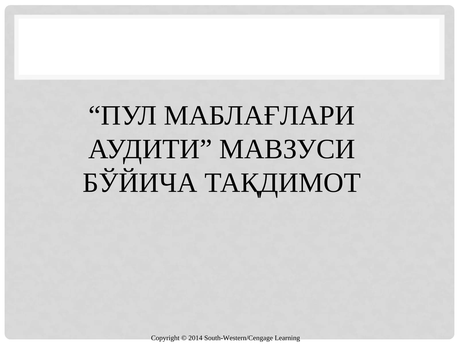 ПУЛ МАБЛАҒЛАРИ АУДИТИ