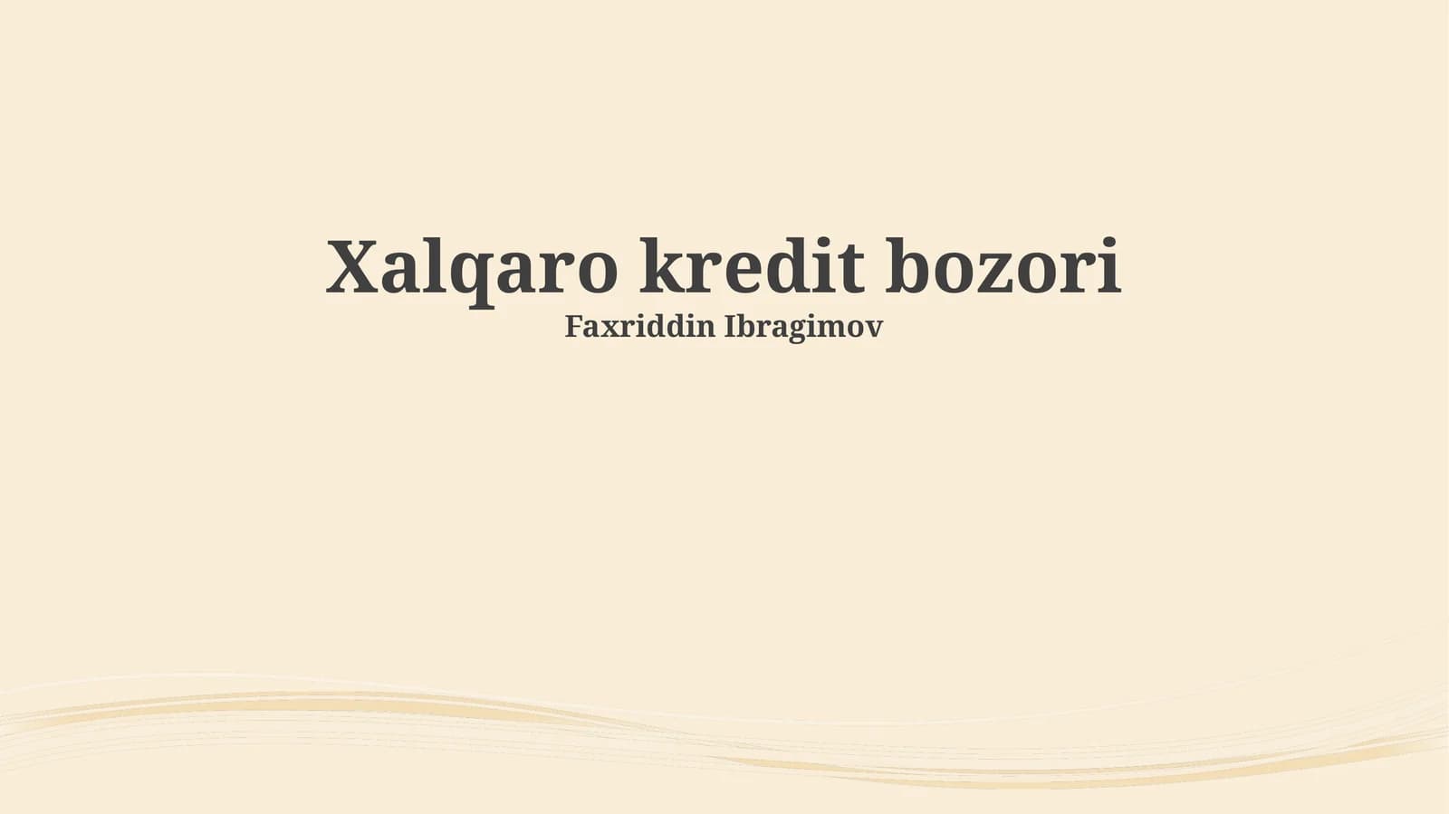 Xalqaro kredit bozori