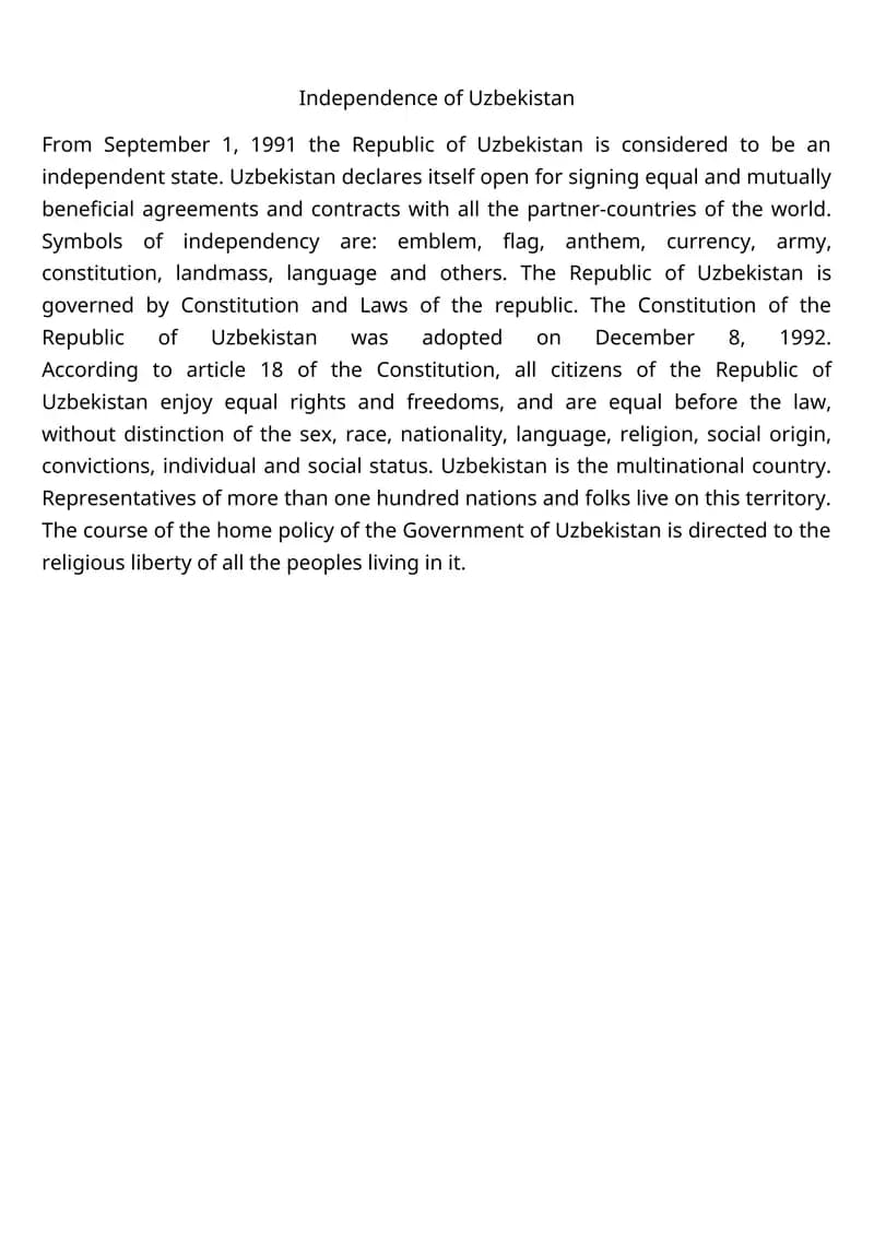 Independence of Uzbekistan