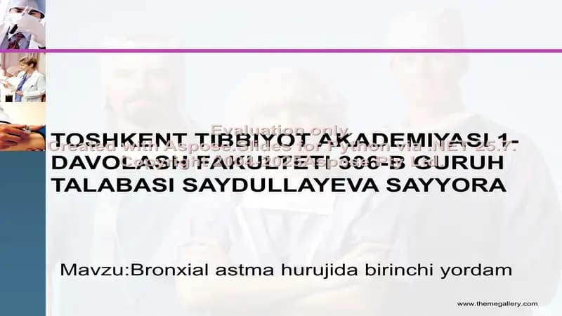 Bronxial astma birinchi yordam