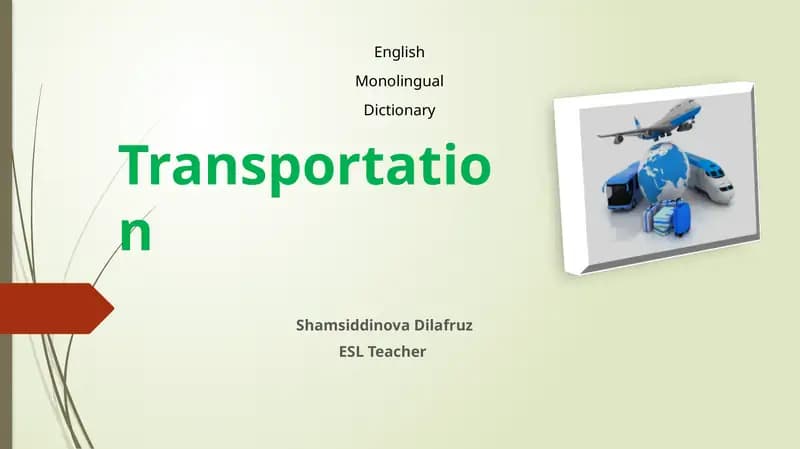 Transportation Vocabulary Dictionary