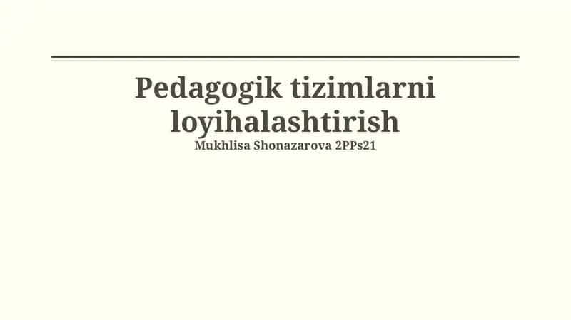 Pedagogik tizimlarni loyihalashtirish
