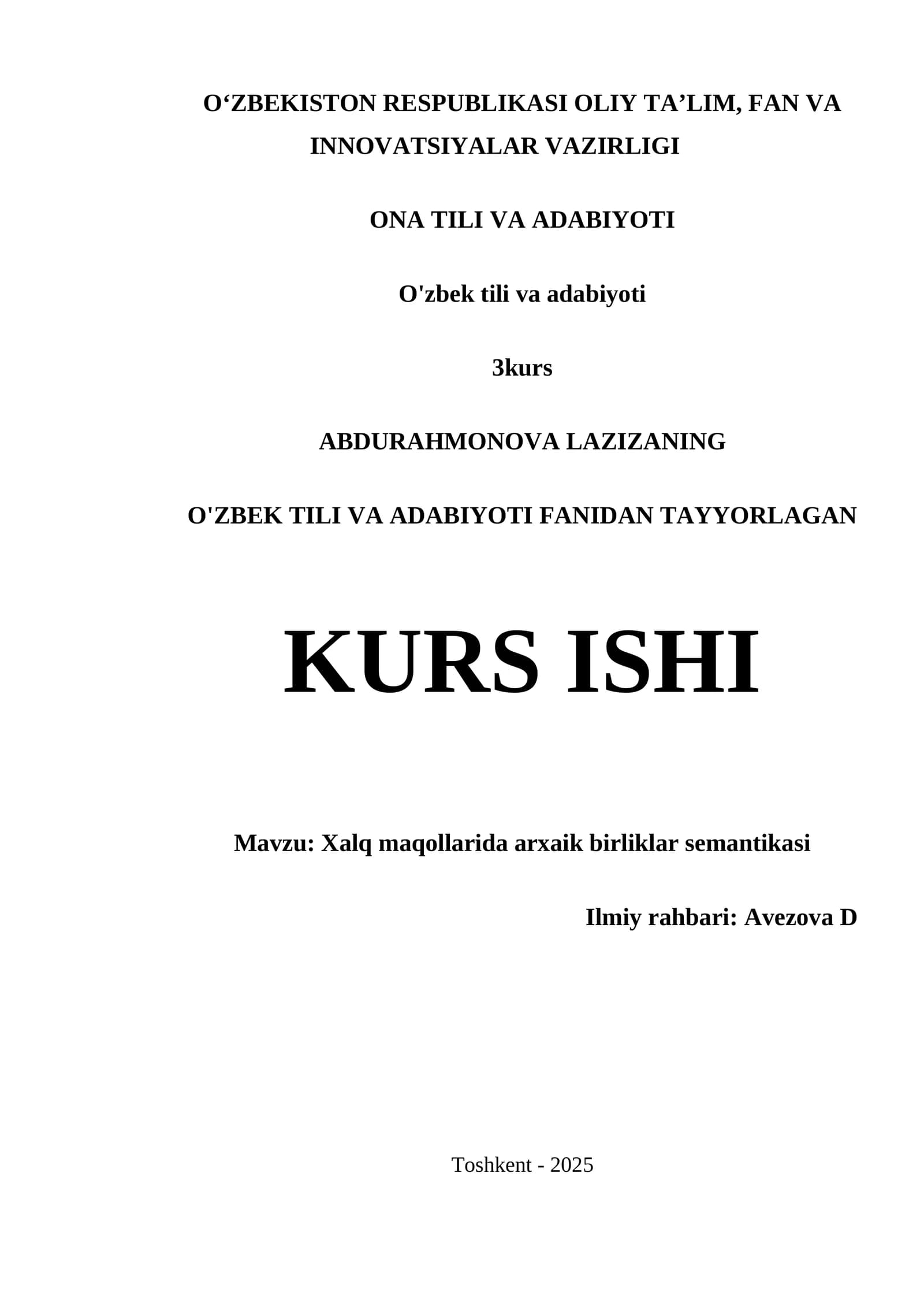 Xalq maqollarida arxaik birliklar semantikasi