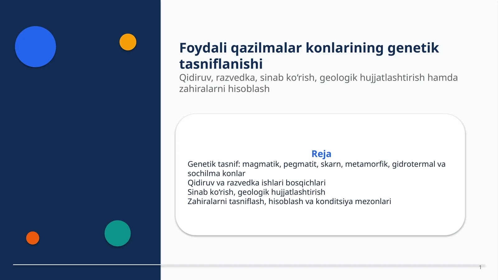 Foydali qazilmalar konlarining genetik tasnifi