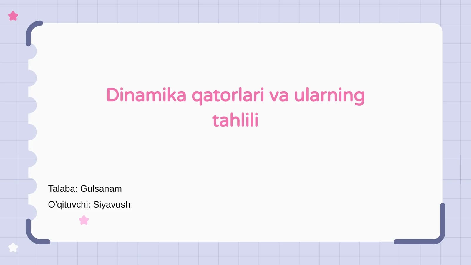 Dinamika qatorlari va ularning tahlili