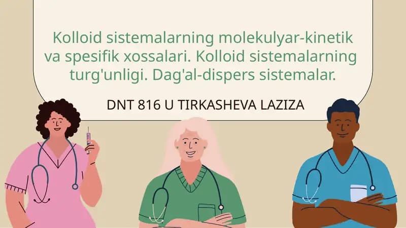 Kolloid Sistemalarda Molekulyar-Kinetik Jarayonlar