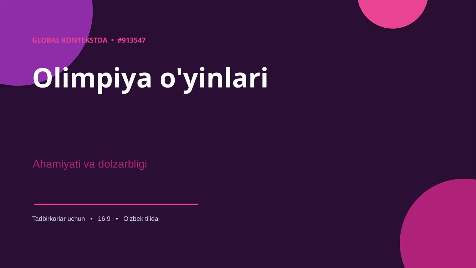 Olimpiya o'yinlari Ahamiyati va dolzarbligi
