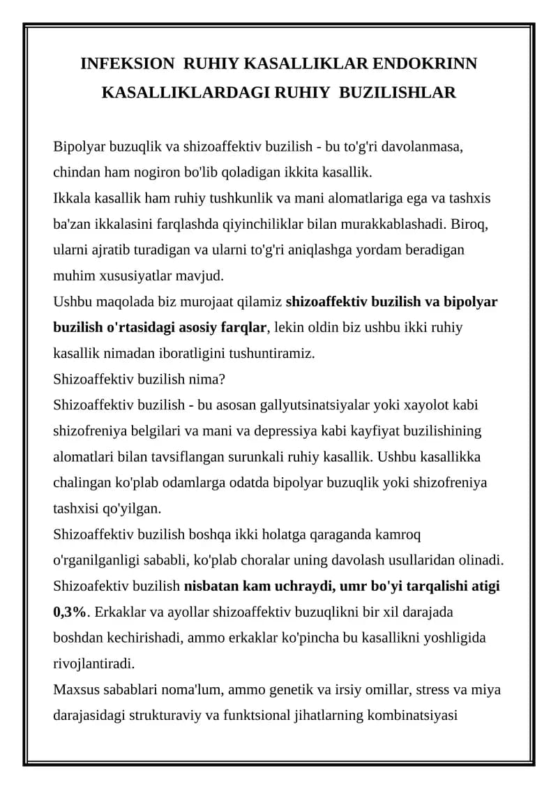 Shizoaffektiv buzilish