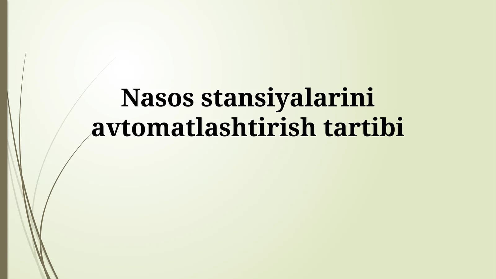 Nasos stansiyalarini avtomatlashtirish tartibi