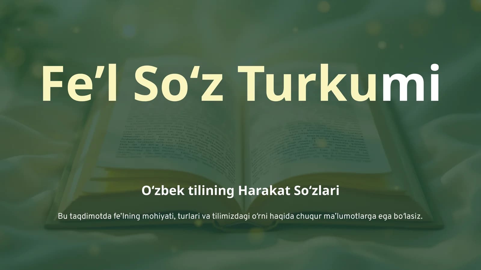 Feʼl Soʻz Turkumi