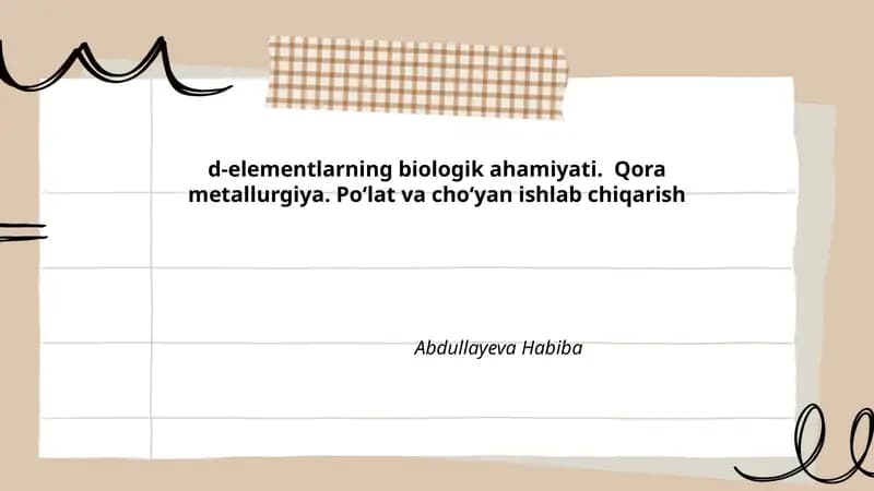 d-elementlarning biologik ahamiyati