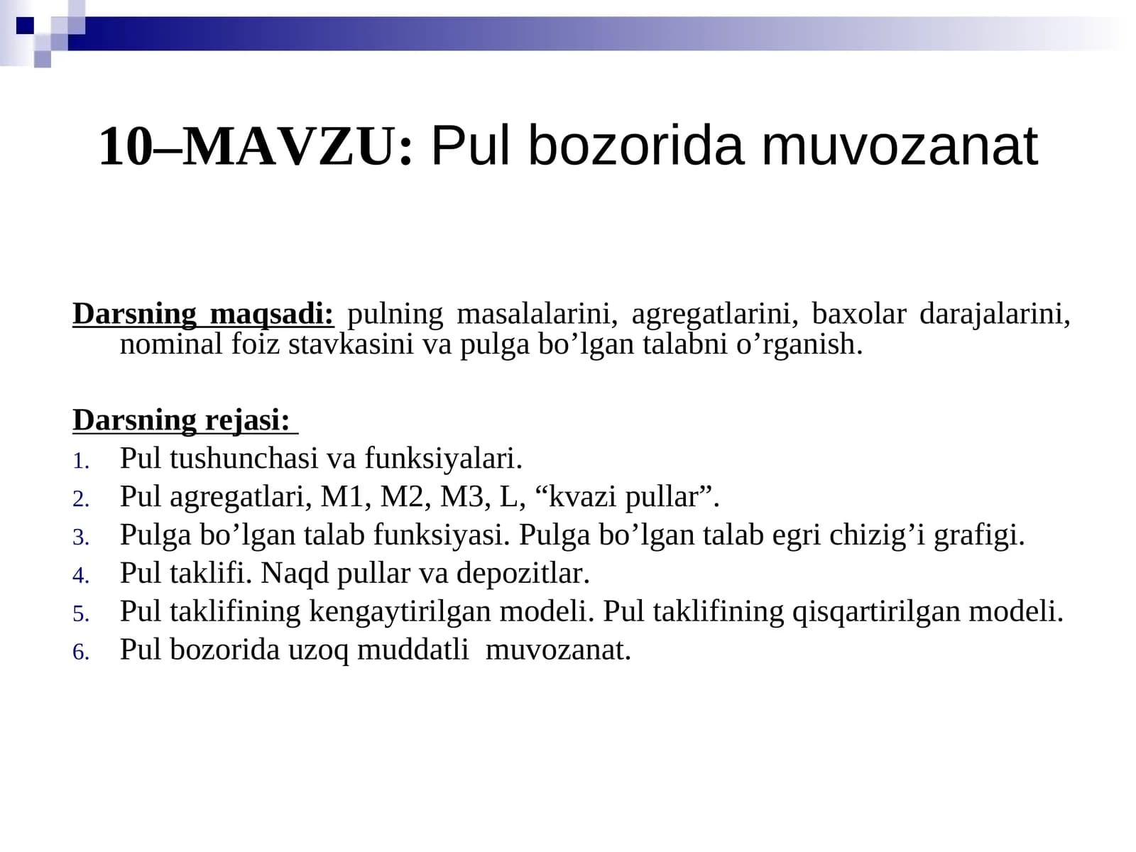 Pul bozorida muvozanat
