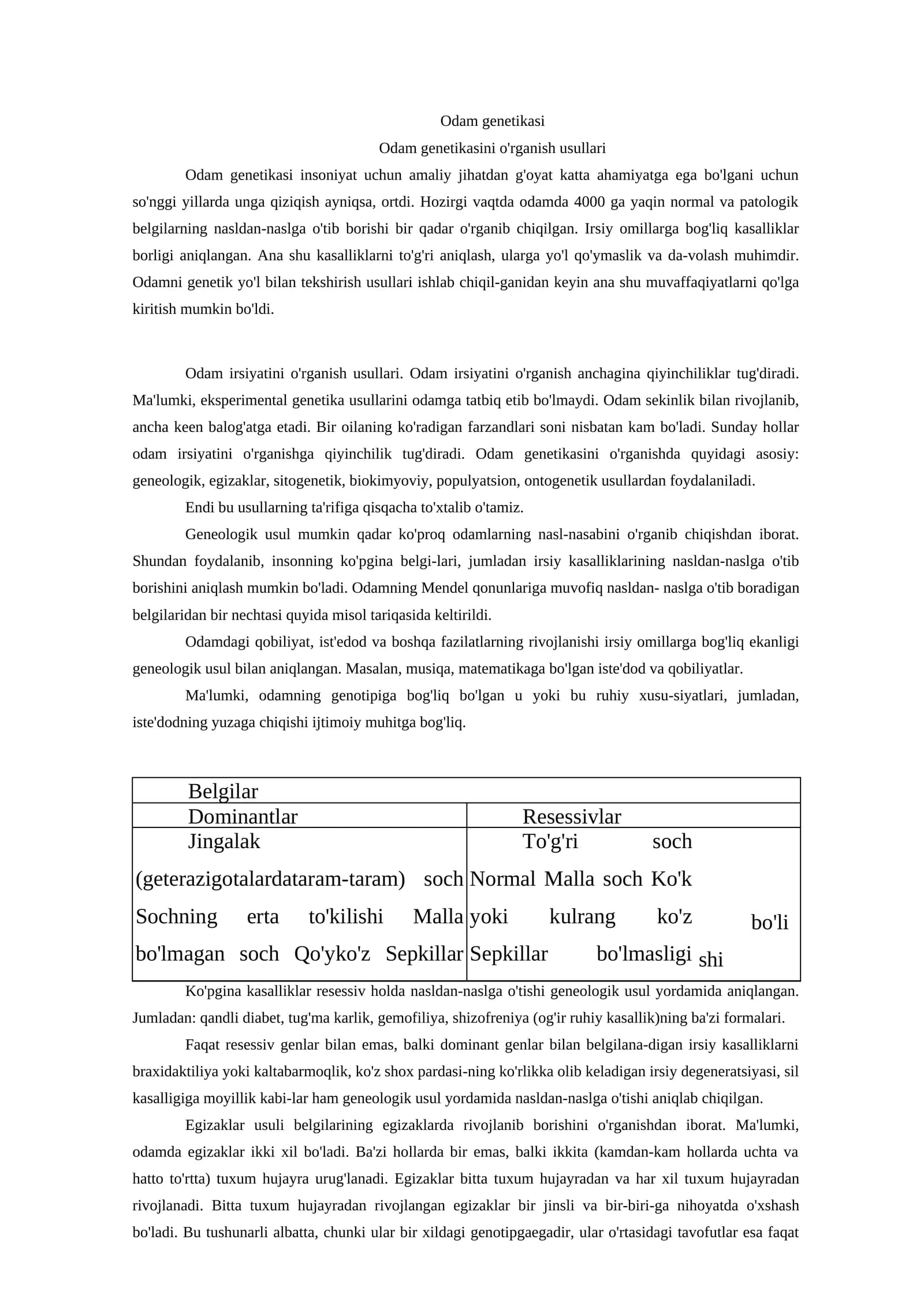 Odam genetikasi