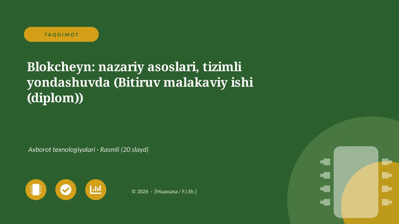 Blokcheyn: nazariy asoslari, tizimli yondashuvda (Bitiruv malakaviy ishi (diplom))