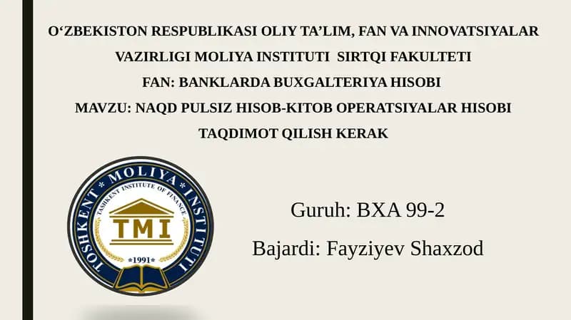Naqdpulsiz hisob-kitob operatsiyalari