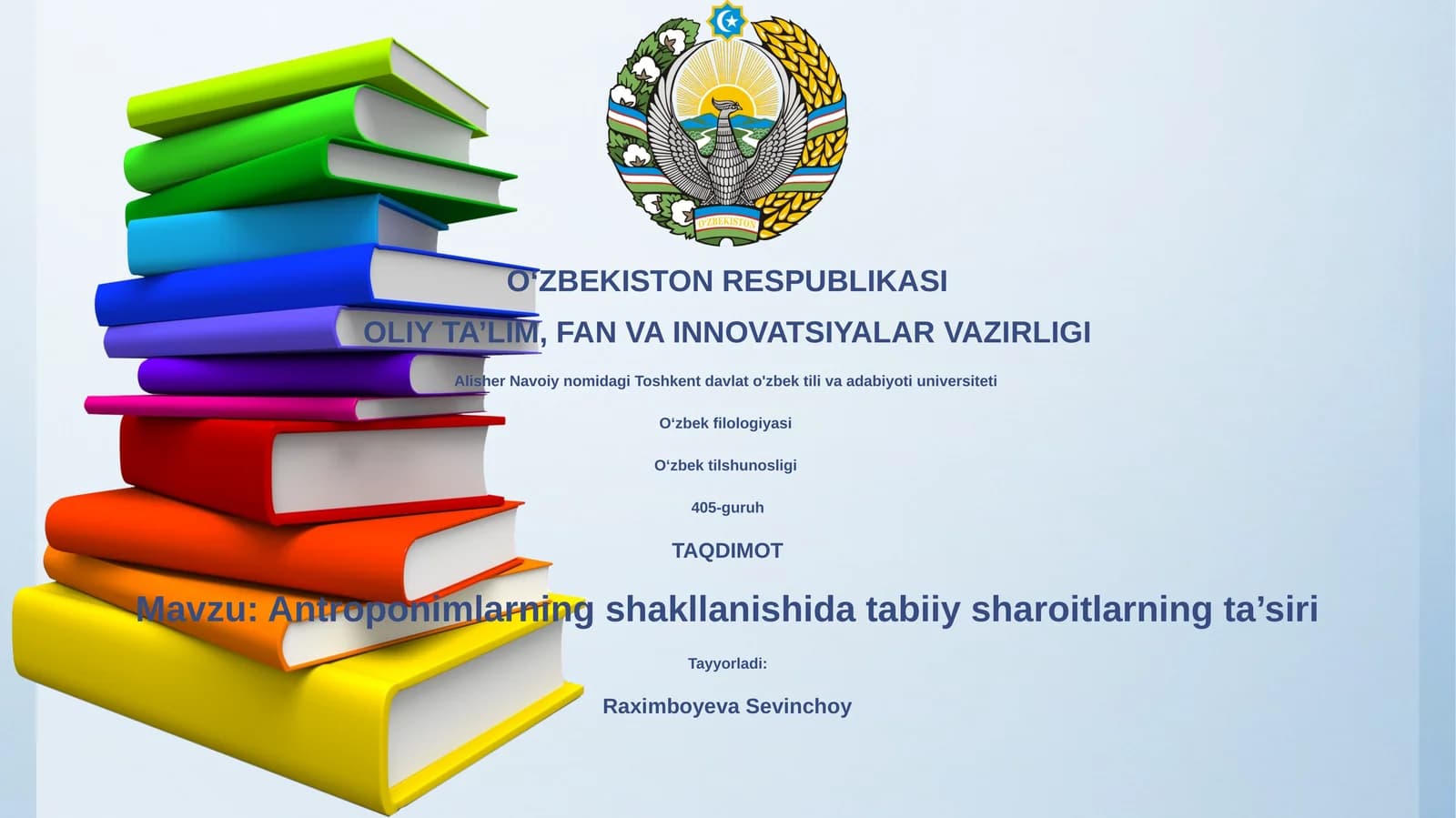 Antroponimlarning shakllanishida tabiiy sharoitlarning ta’siri