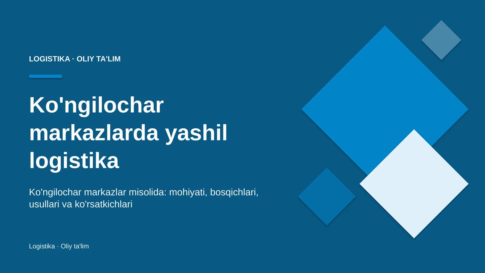 Ko'ngilochar markazlarda yashil logistika