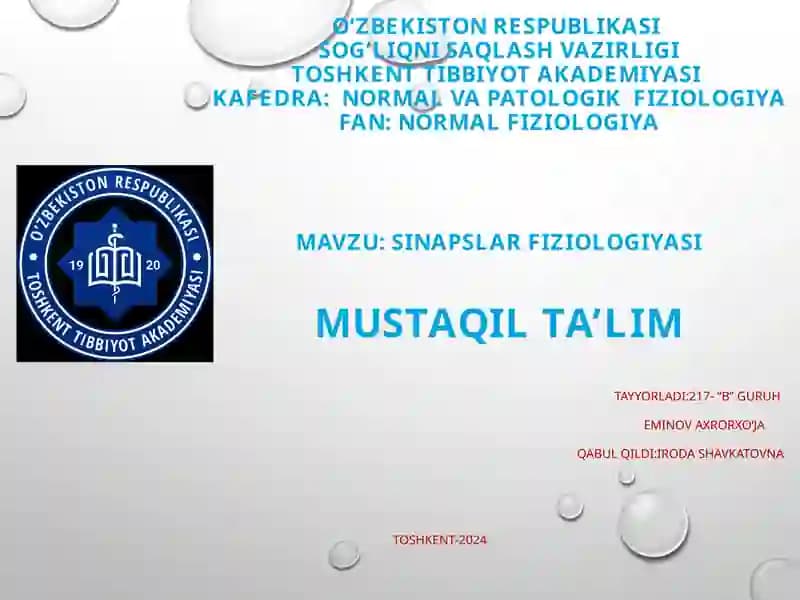 Sinapslar fiziologiyasi