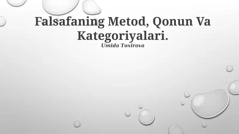 Falsafaning Metod, Qonun Va Kategoriyalari