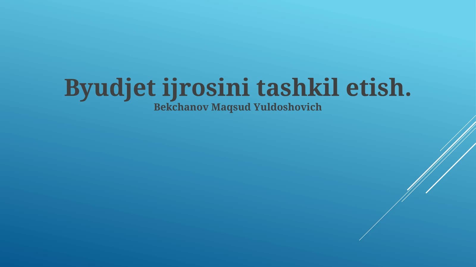 Byudjet ijrosini tashkil etish