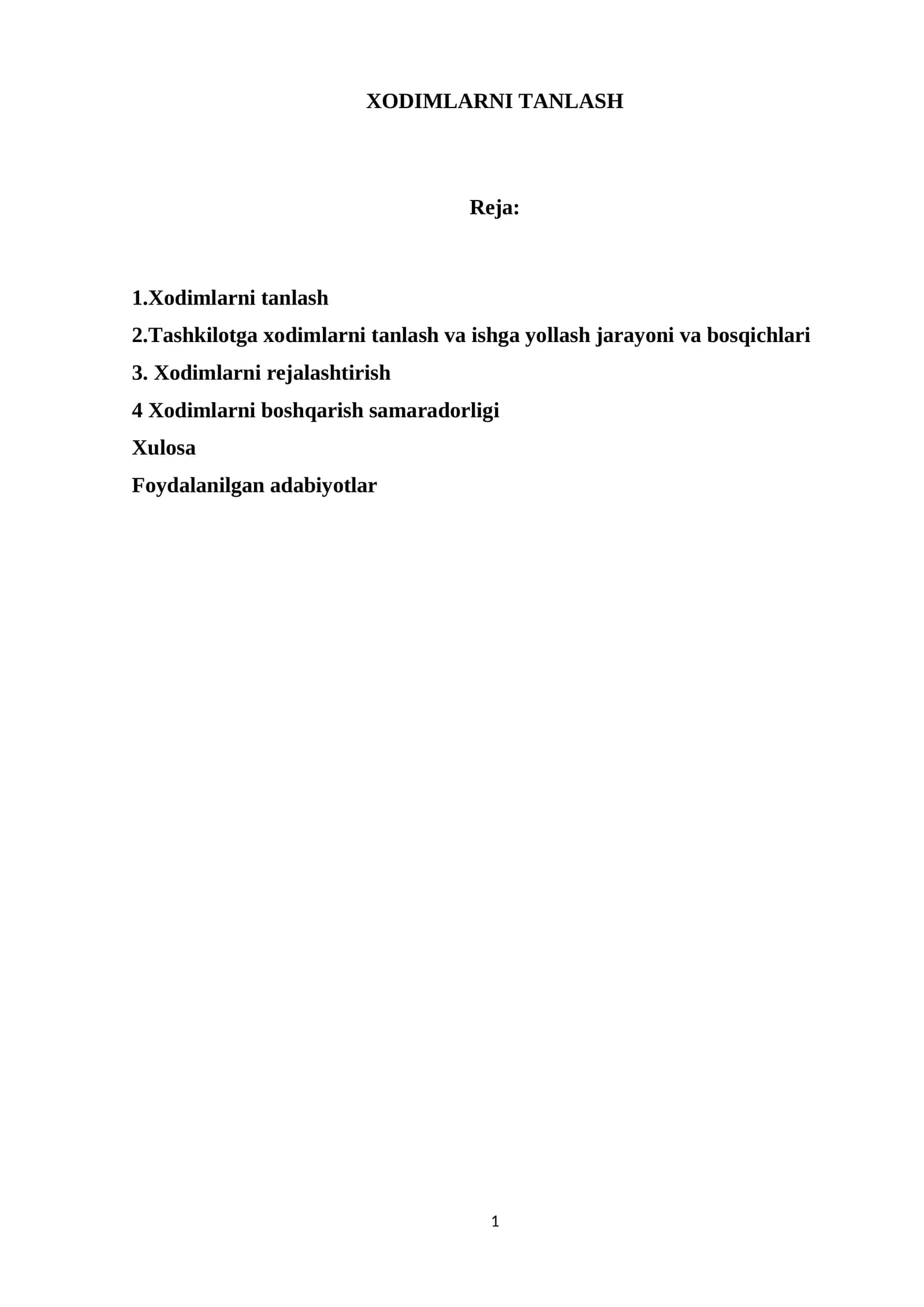 Xodimlarni tanlash