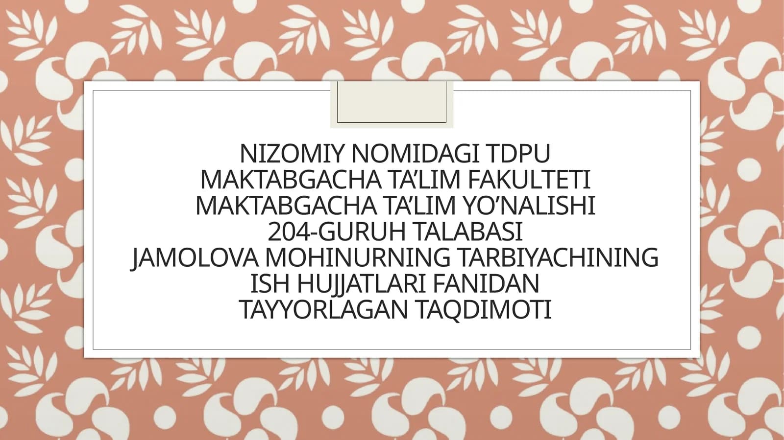 Davomatni qaydetish daftari