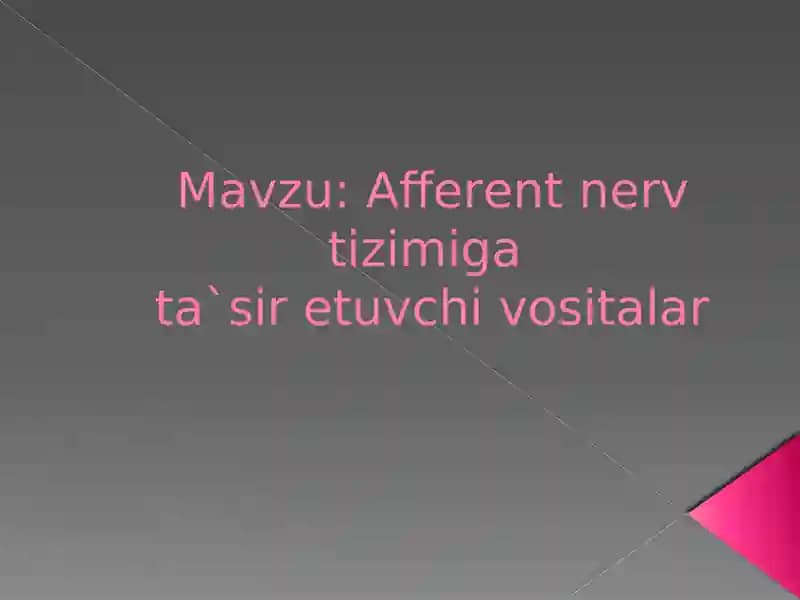 AFFERENT INNERVATSIYA GATA’SIRETUVCHI DORILAR