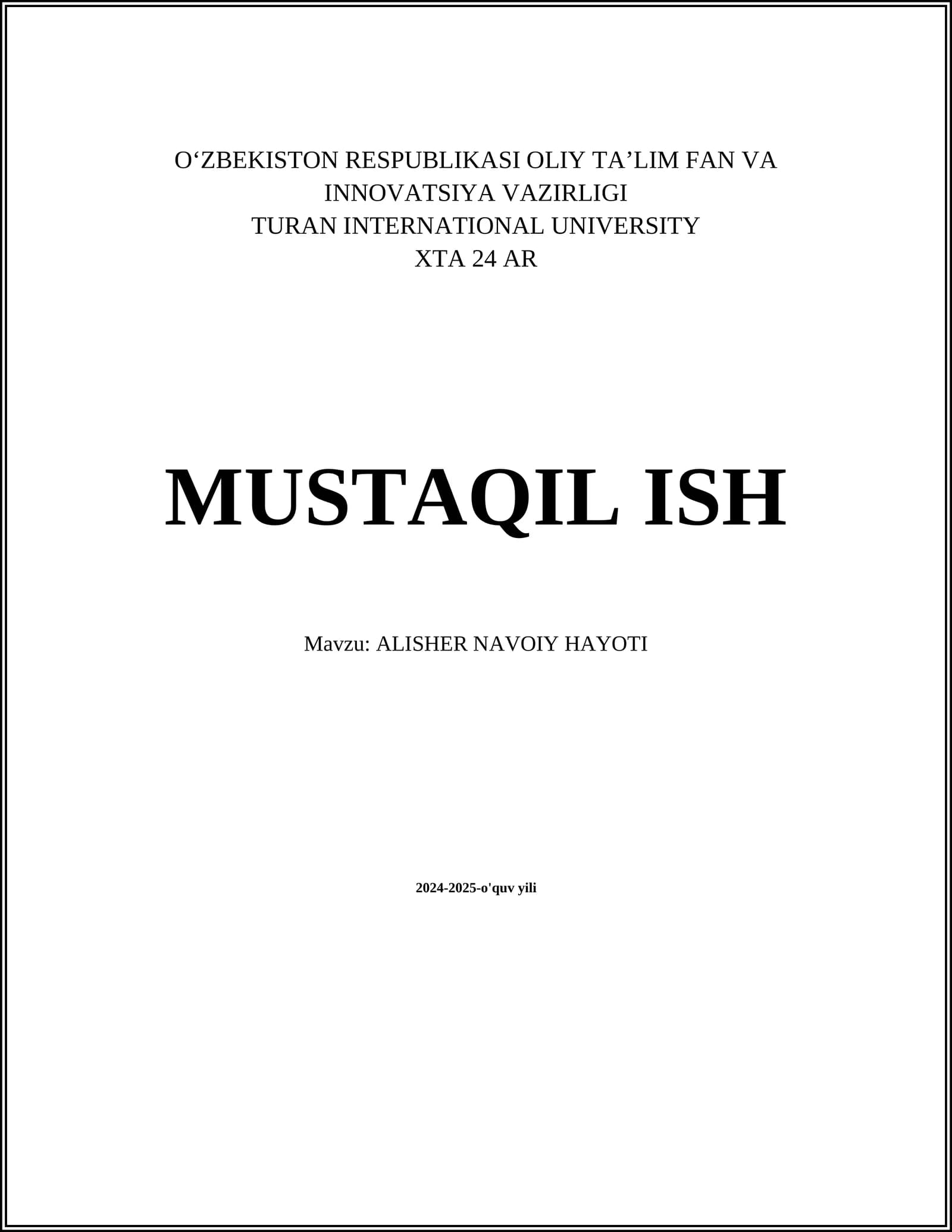 ALISHER NAVOIY HAYOTI