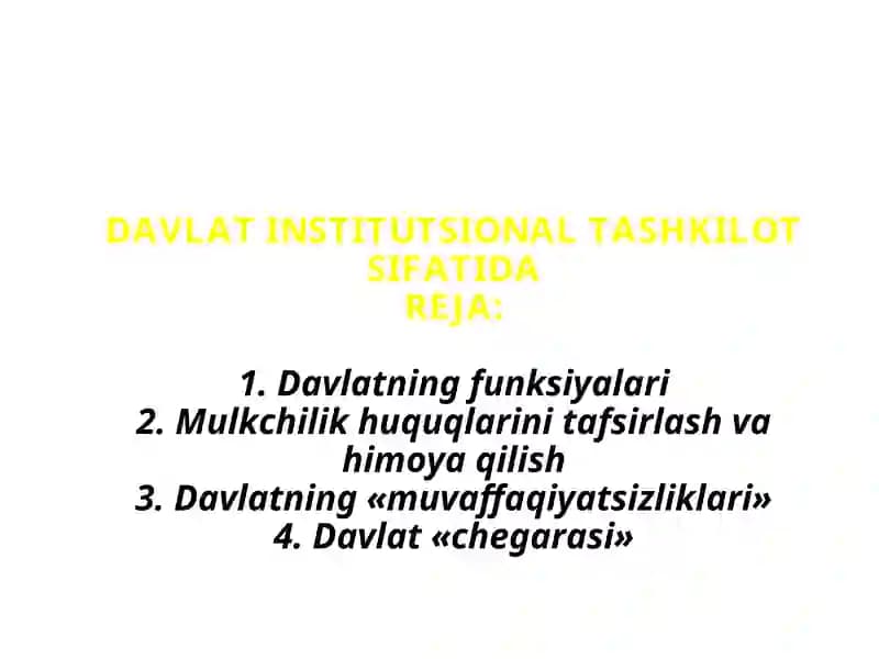Davlat Institutsional Tashkilot Sifatidareja