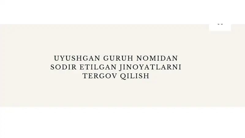 Uyushgan jinoiy faoliyatlar