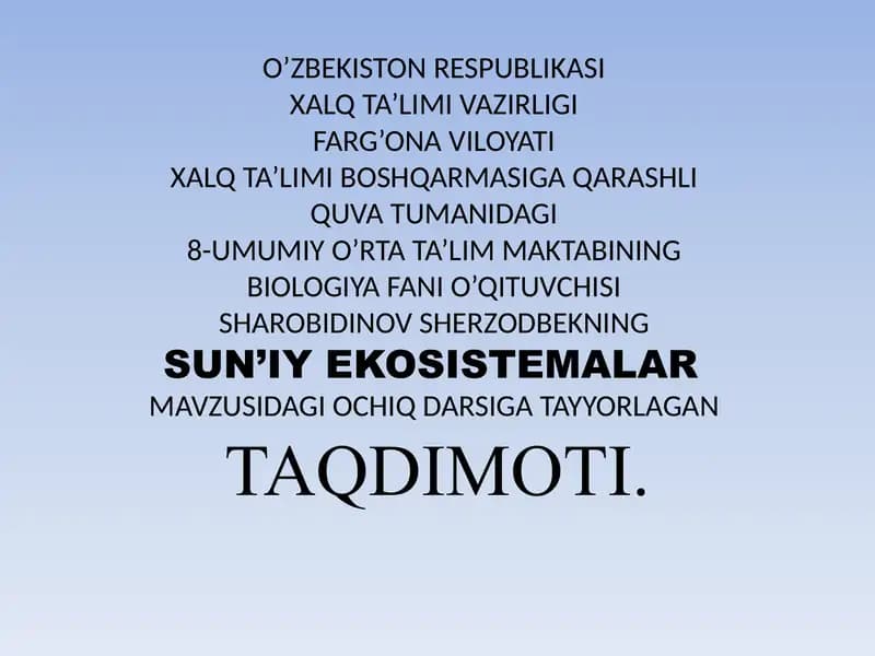 Sun'iy Ekosistemalar