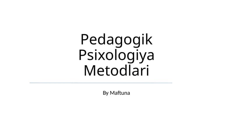 Pedagogik Psixologiya Metodlari