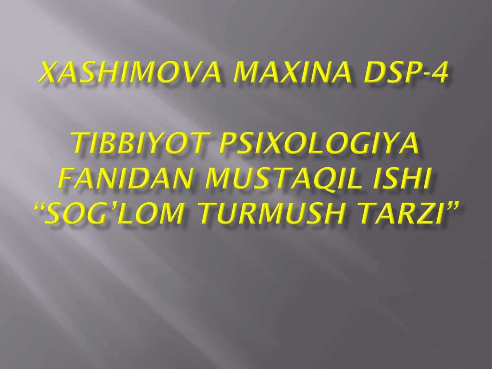 Sog’lom turmush tarzi