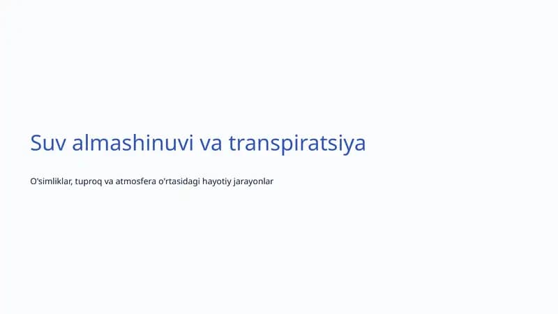 Suv almashinuvi va transpiratsiya