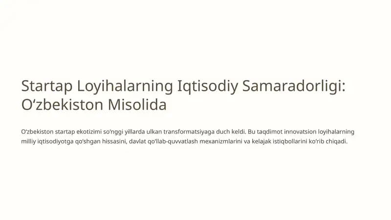 Oʻzbekiston Startap Ekotizimi