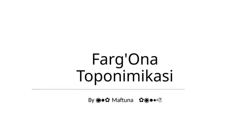 Farg'Ona Toponimikasi