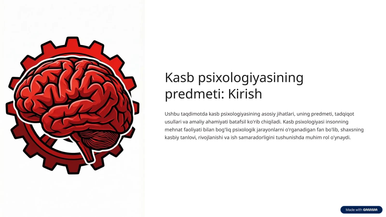 Kasb psixologiyasining predmeti: Kirish