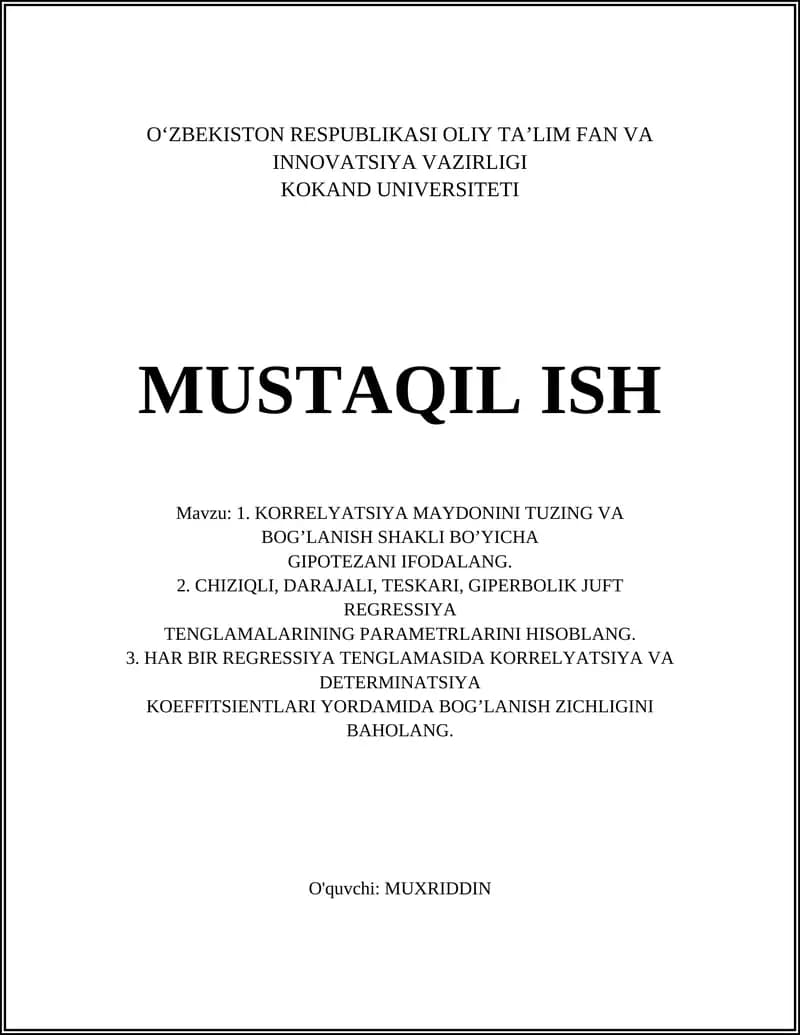 Korrelyatsiya Maydoni Tushunchasi