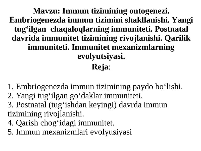 Immunitetning T-tizimi embriogenezi