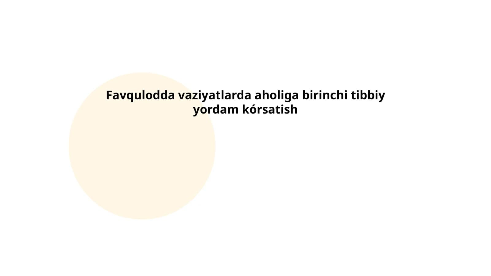 Favqulodda vaziyatlarda birinchi tibbiy yordam asoslari